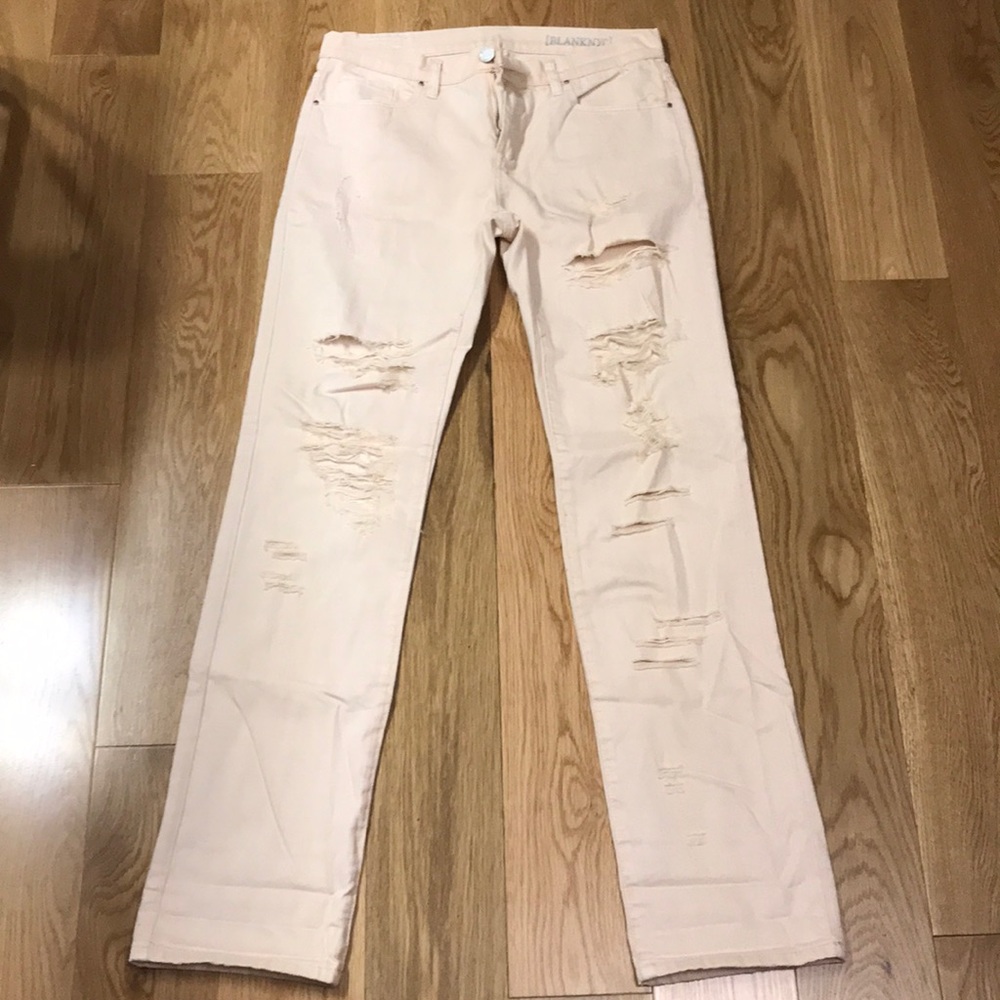 BlankNYC Blush Pink Destroyed Boyfriend Jeans